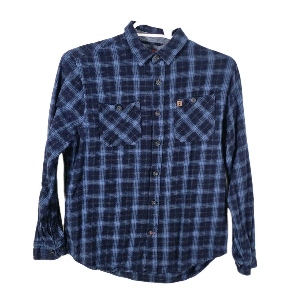Coleman Men's Large Blue & Black Plaid‎ Flannel Button Up Shirt